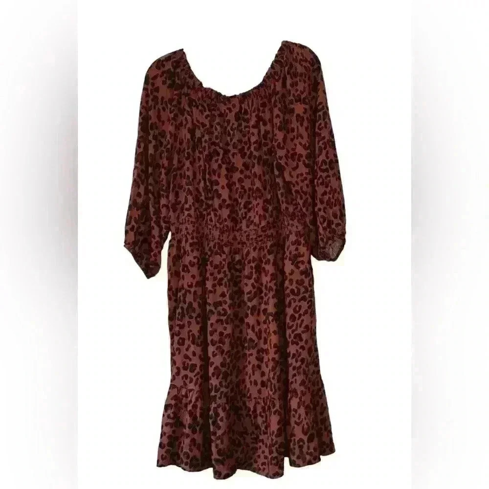 NWT Knox Rose Cheetah Print Knee Length Dress 2XL